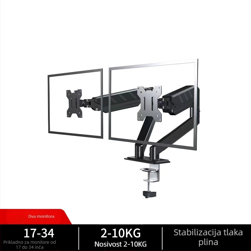 Držač monitora s robotskim ramenom – univerzalna prilagodba, stolna stezaljka, prilagodba u više kutova, aluminijska konstrukcija