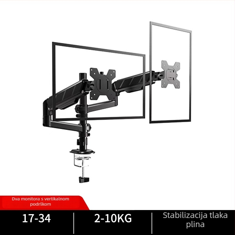 Držač monitora s robotskim ramenom – univerzalna prilagodba, stolna stezaljka, prilagodba u više kutova, aluminijska konstrukcija