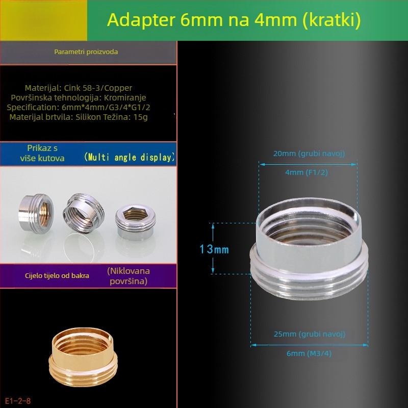 Adapter za slavinu 6–4, bakar, Hongying, moderan jednostavan stil