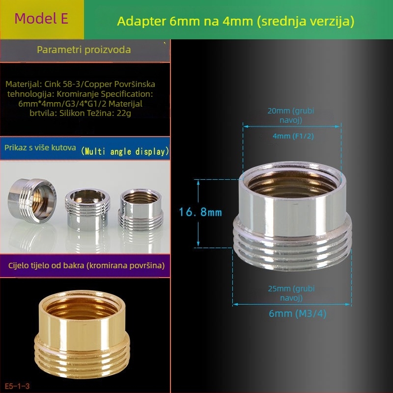 Adapter za slavinu 6–4, bakar, Hongying, moderan jednostavan stil