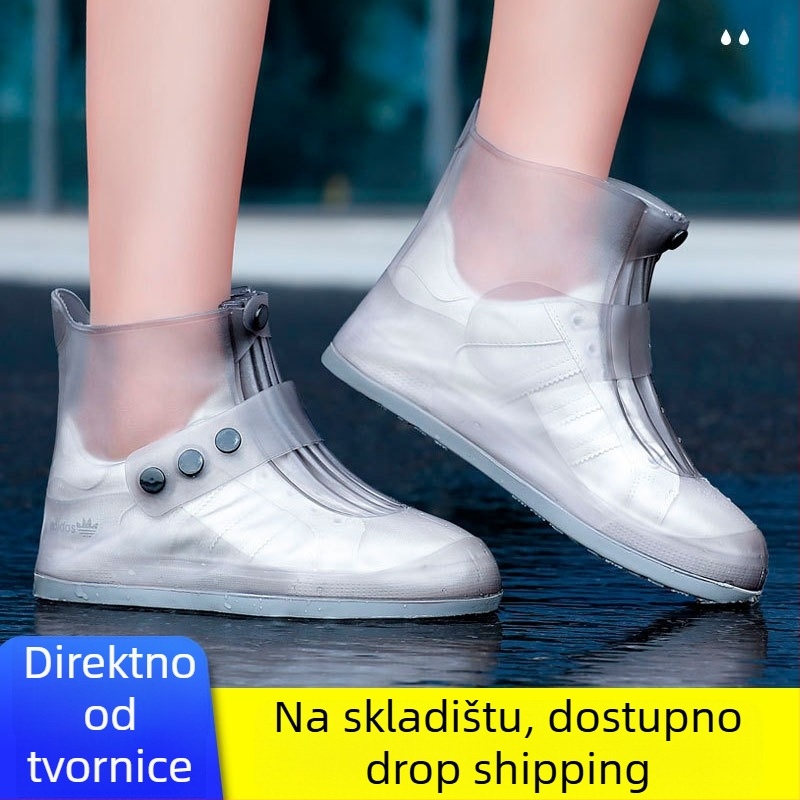 Silikonske navlake za cipele za kišu — vodootporne, protuklizne, otporne na habanje, otporne na prljavštinu; srednja duljina; za odrasle žene; Rain Age, Zhejiang, Kina