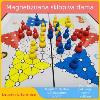 Magnetna dama igra s preklopnom magnetskom pločom od plastike – za uzrast 4–35 godina