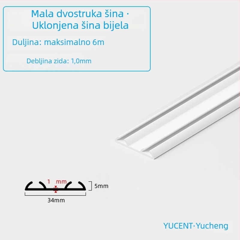 Aluminijska tračnica za klizna vrata ormara, tiši valjci, mali dvostruki tračnik (gornji i donji)
