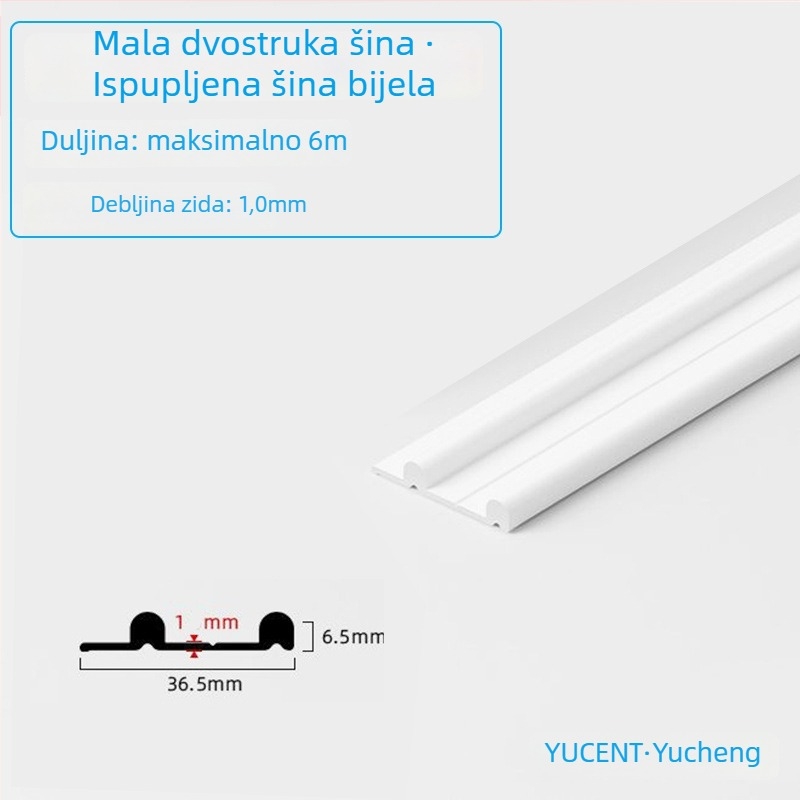 Aluminijska tračnica za klizna vrata ormara, tiši valjci, mali dvostruki tračnik (gornji i donji)