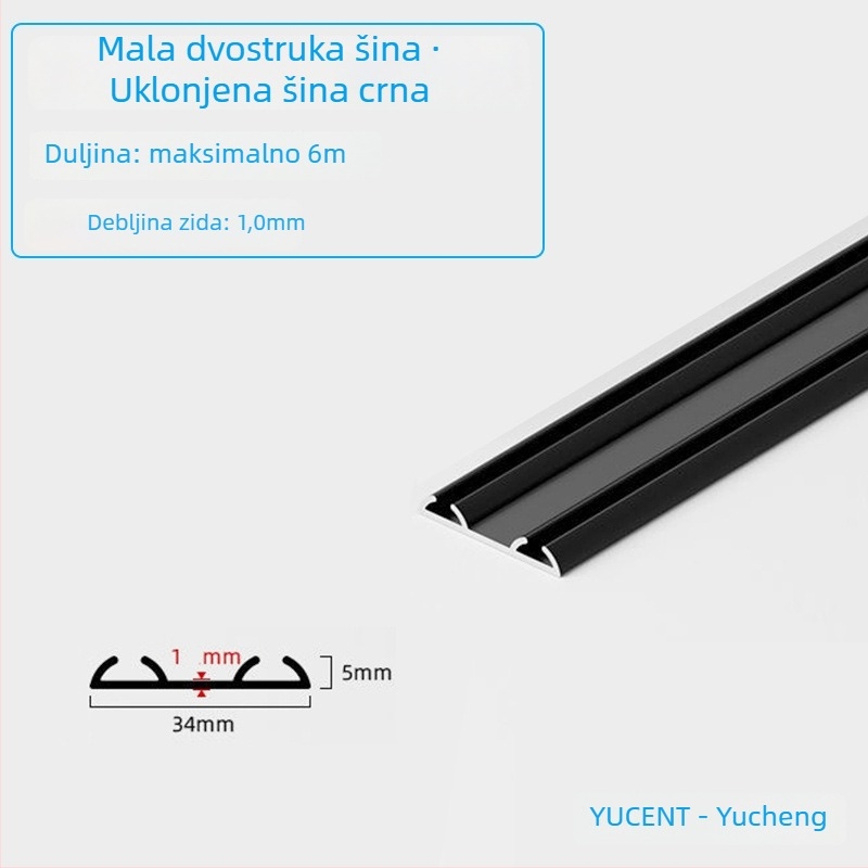 Aluminijska tračnica za klizna vrata ormara, tiši valjci, mali dvostruki tračnik (gornji i donji)