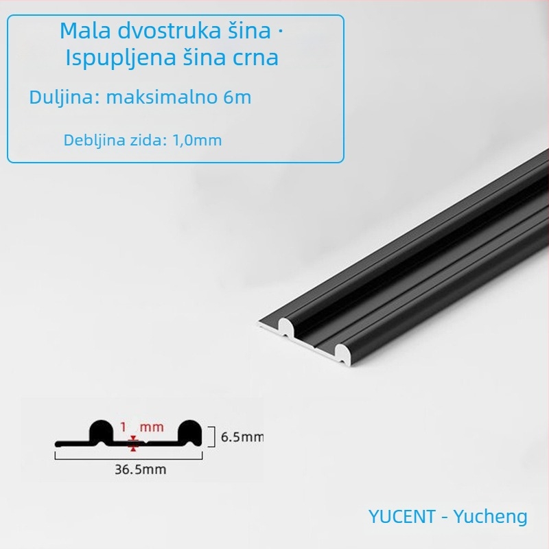 Aluminijska tračnica za klizna vrata ormara, tiši valjci, mali dvostruki tračnik (gornji i donji)