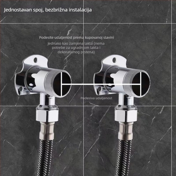 Četverokutna zidna baza za slavinu, skrivena i površinska montaža, bakar/nerđajući čelik, moderni minimalistički stil