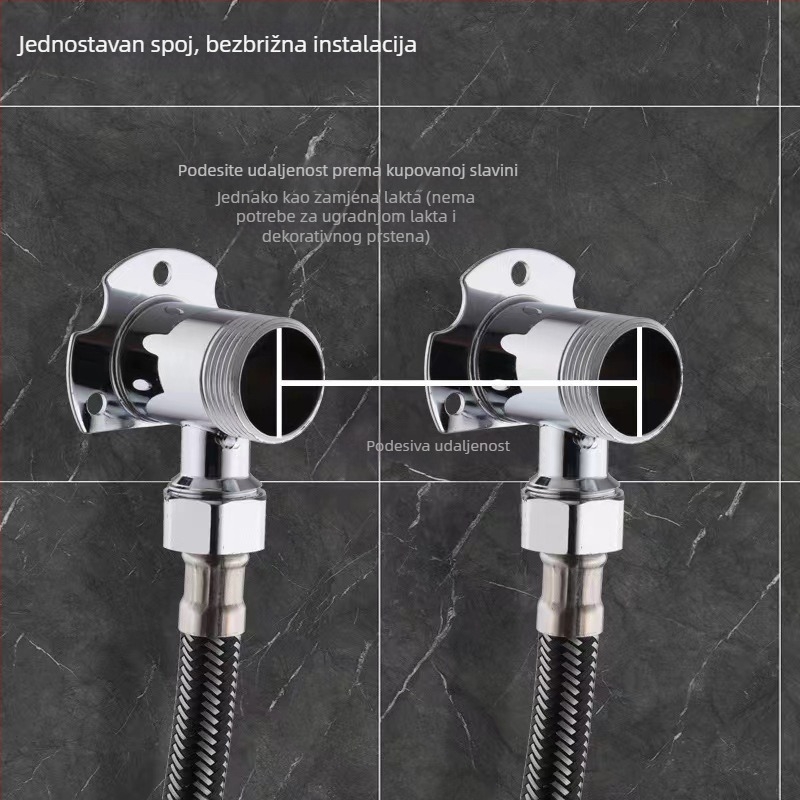 Četverokutna zidna baza za slavinu, skrivena i površinska montaža, bakar/nerđajući čelik, moderni minimalistički stil