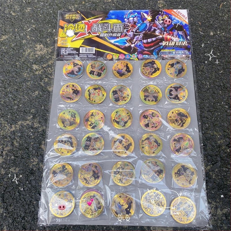 Kružna plastična kartica za društvenu igru, 3D svjetleći borbeni novčić, vodootporna i otporna na padove, za djecu 7–14 godina.