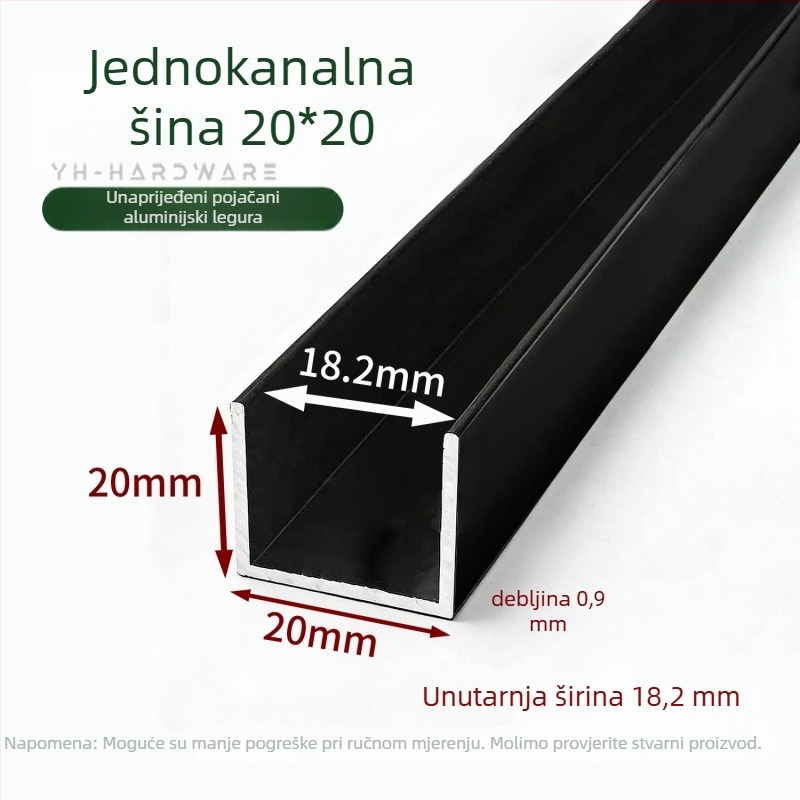 Staklena vitrina s U-oblikovanim vodilicama (jedno i dvostruki trag) - aluminijska legura, površinska obrada sprejem, brend Hzone/Light Elephant, moderni minimalistički stil
