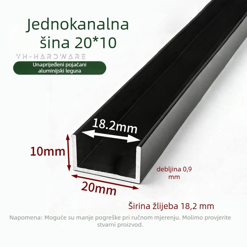 Staklena vitrina s U-oblikovanim vodilicama (jedno i dvostruki trag) - aluminijska legura, površinska obrada sprejem, brend Hzone/Light Elephant, moderni minimalistički stil