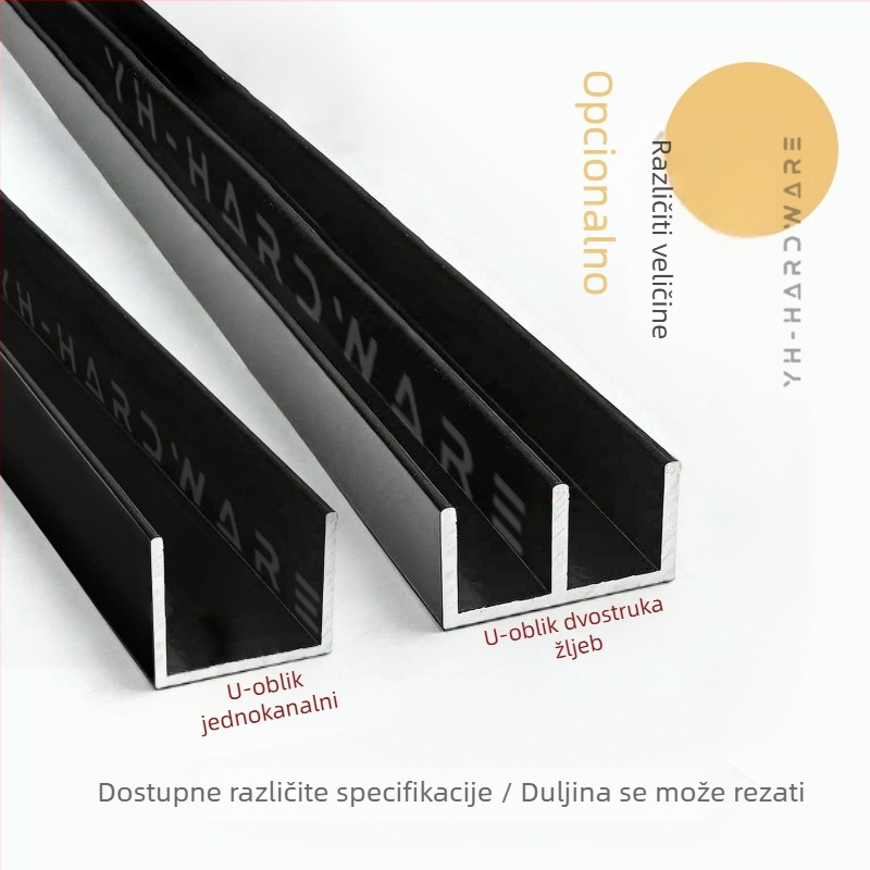 Staklena vitrina s U-oblikovanim vodilicama (jedno i dvostruki trag) - aluminijska legura, površinska obrada sprejem, brend Hzone/Light Elephant, moderni minimalistički stil