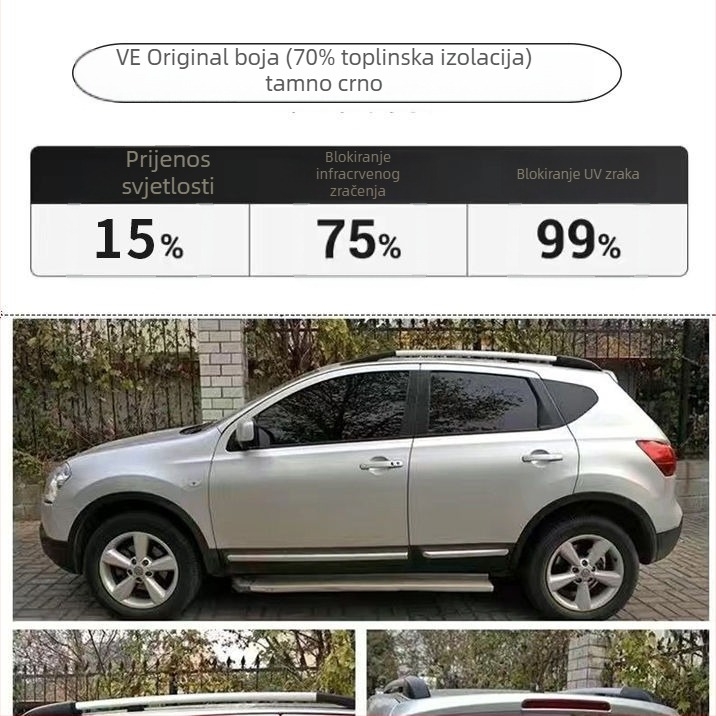 Nano keramični auto film za cijeli automobil, propusnost svjetla 70–80%, UV zaštita iznad 90%