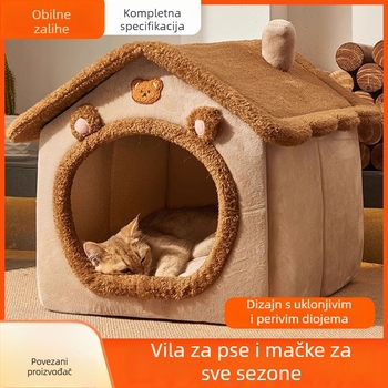 Nest za mačke i pse za sve sezone, perivo, zatvoren, toplo zimi, vila-stilu kućica; Materijal: Tkanina; Marka: New Cute; Proizvodni broj: Villa House Pet Nest