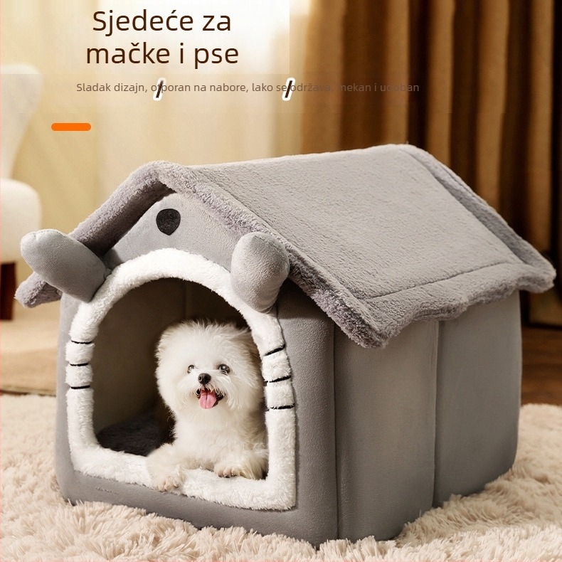 Nest za mačke i pse za sve sezone, perivo, zatvoren, toplo zimi, vila-stilu kućica; Materijal: Tkanina; Marka: New Cute; Proizvodni broj: Villa House Pet Nest
