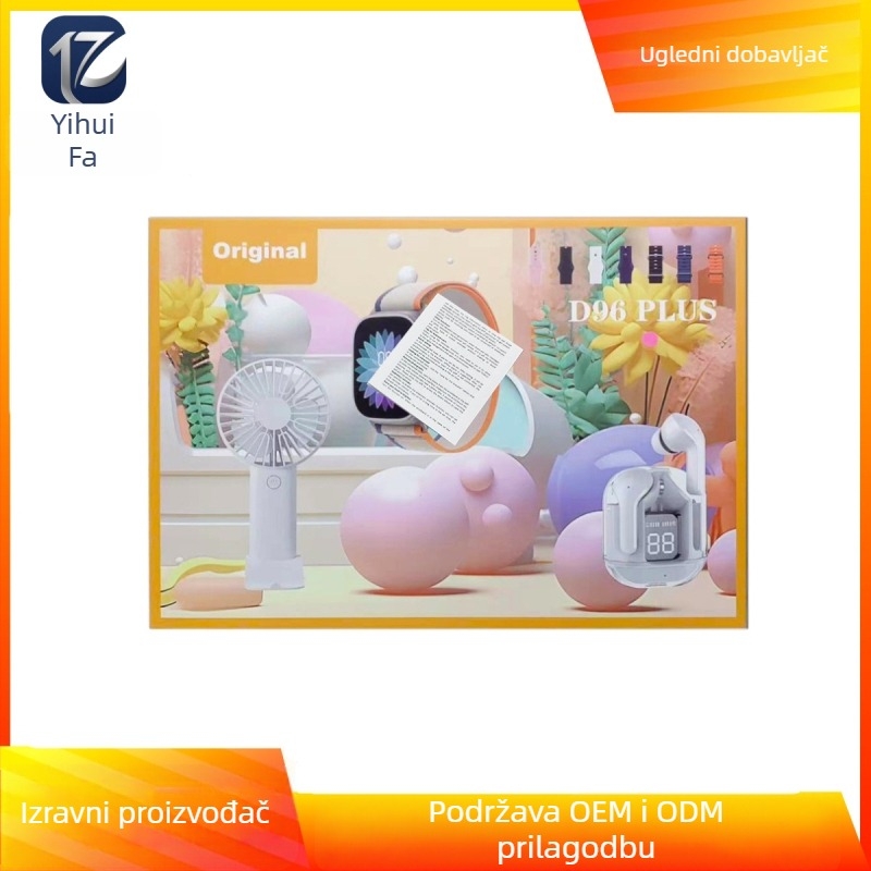 D96Plus pametni sat s malim ventilatorom, slušalice, Bluetooth mjerenje otkucaja srca – sportski set sata