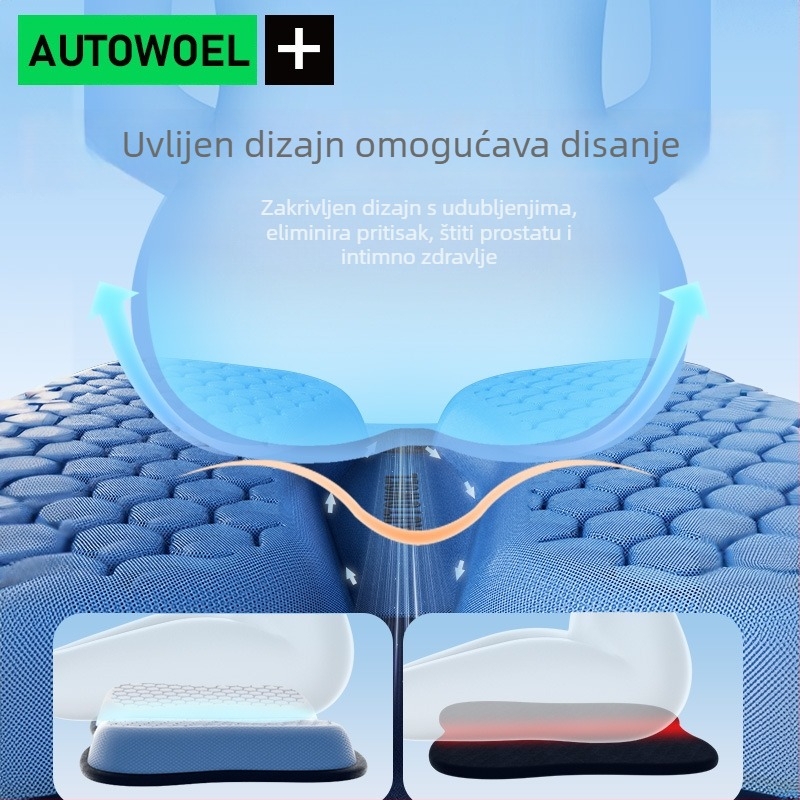 AUTOWOEL gel podložak za auto, hladna Ice Silk površina, ljetna upotreba, univerzalno, jednodjelni stražnji dio sjedala, plosni dizajn