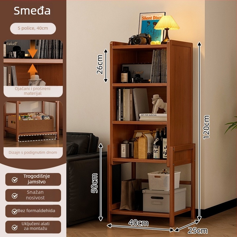 Polica za knjige Haichuan, moderan minimalistički stil, Nanzhu + MDF, model 25579