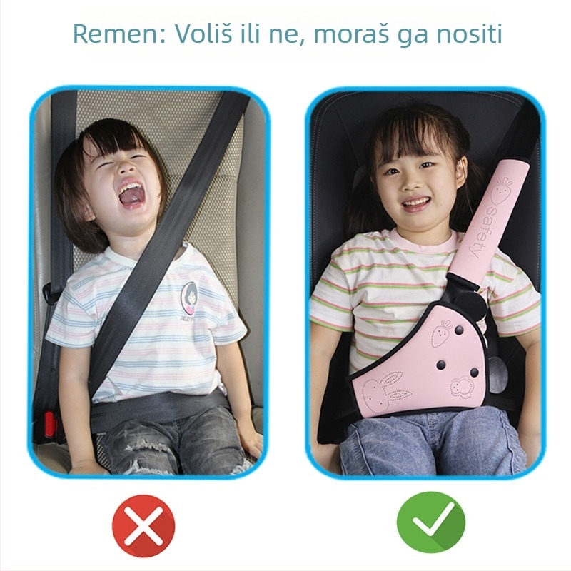 Prilagodljiv držač sigurnosnog pojasa za dječje auto sjedalo s zaštitom vrata i ograničivačem ramena-trbuha - PVC materijal