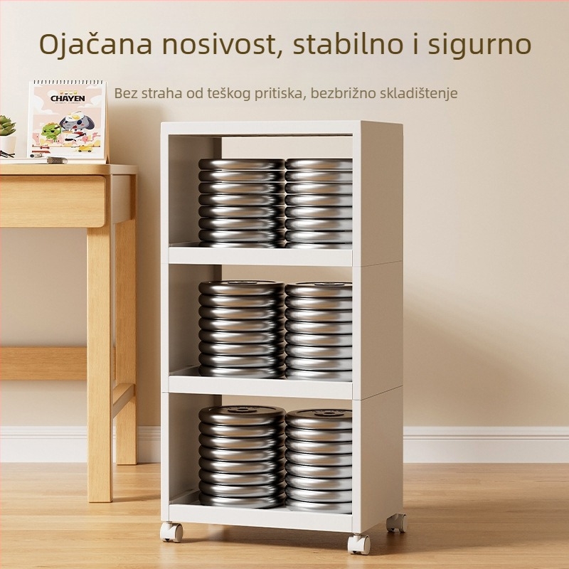 5-slojna podna polica s TV ormarićem, demontažna, okretna, pomična, minimalistički moderni stil