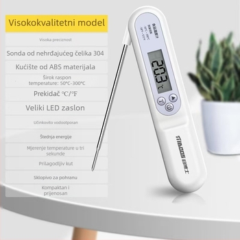 TP600 Digitalni termometar s sondom za hranu – mjeri temperaturu vode, mlijeka i ulja – pen-stilni BBQ termometar