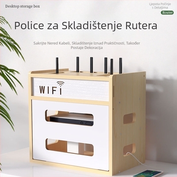 3-slojni stolni organizator za ruter, set-top kutiju i modem - bez bušenja, WiFi-prijazan dizajn