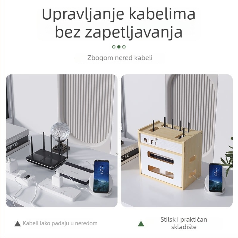 3-slojni stolni organizator za ruter, set-top kutiju i modem - bez bušenja, WiFi-prijazan dizajn