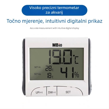 Akvarijski termometar s visokopreciznim zaslonom i elektroničkom sondom, vanjski senzor za kontrolu temperature u kornjačinom akvariju