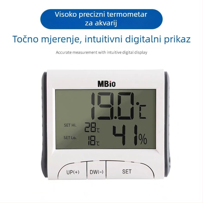 Akvarijski termometar s visokopreciznim zaslonom i elektroničkom sondom, vanjski senzor za kontrolu temperature u kornjačinom akvariju