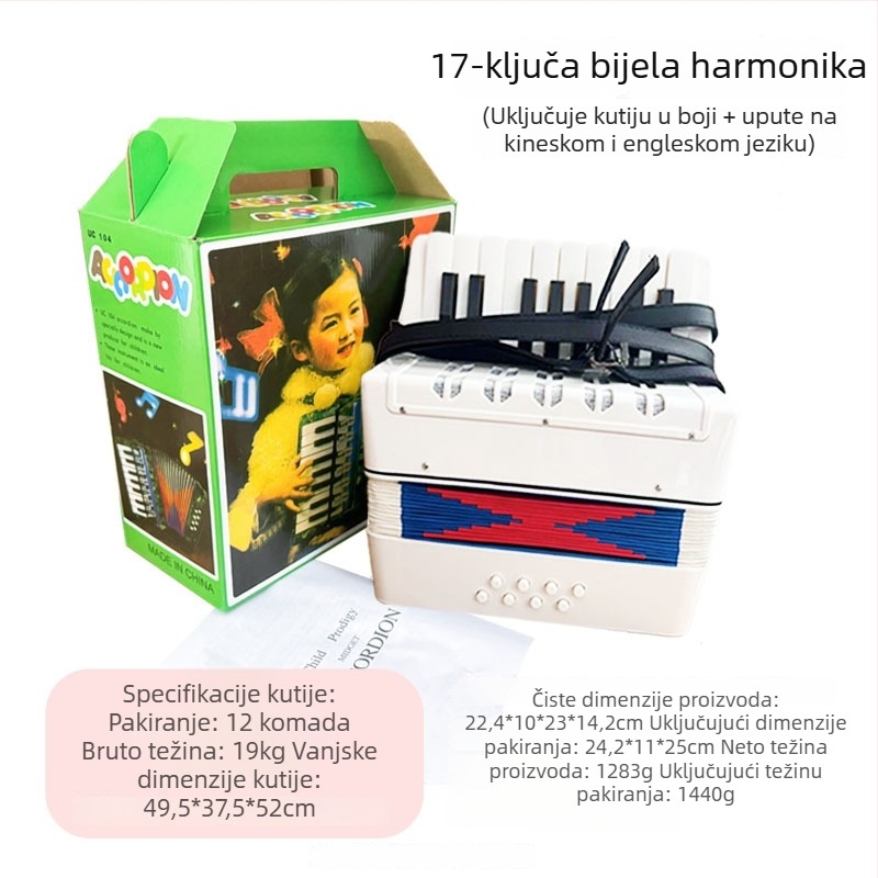 Dječja harmonika s 17 tipkama i naramenicom (Materijal: smola; Brand: feifan; Uzrast: 4–6 godina)