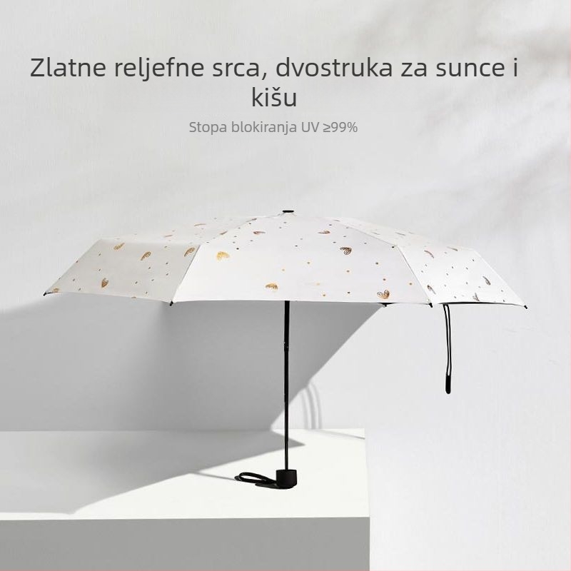 UV zaštitni kišobran kapsula, sklopiva, s 8 rebara, bakreni rebri, ručno otvaranje
