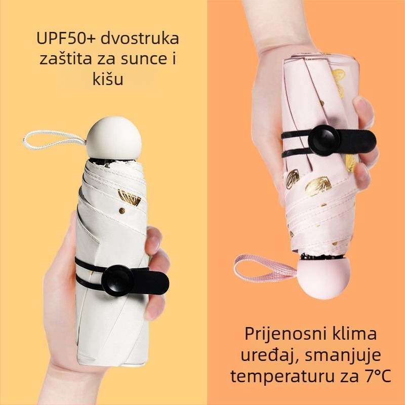 UV zaštitni kišobran kapsula, sklopiva, s 8 rebara, bakreni rebri, ručno otvaranje