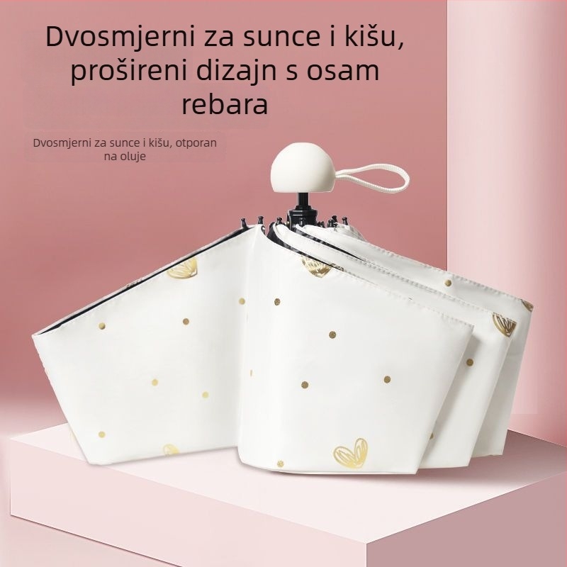 UV zaštitni kišobran kapsula, sklopiva, s 8 rebara, bakreni rebri, ručno otvaranje