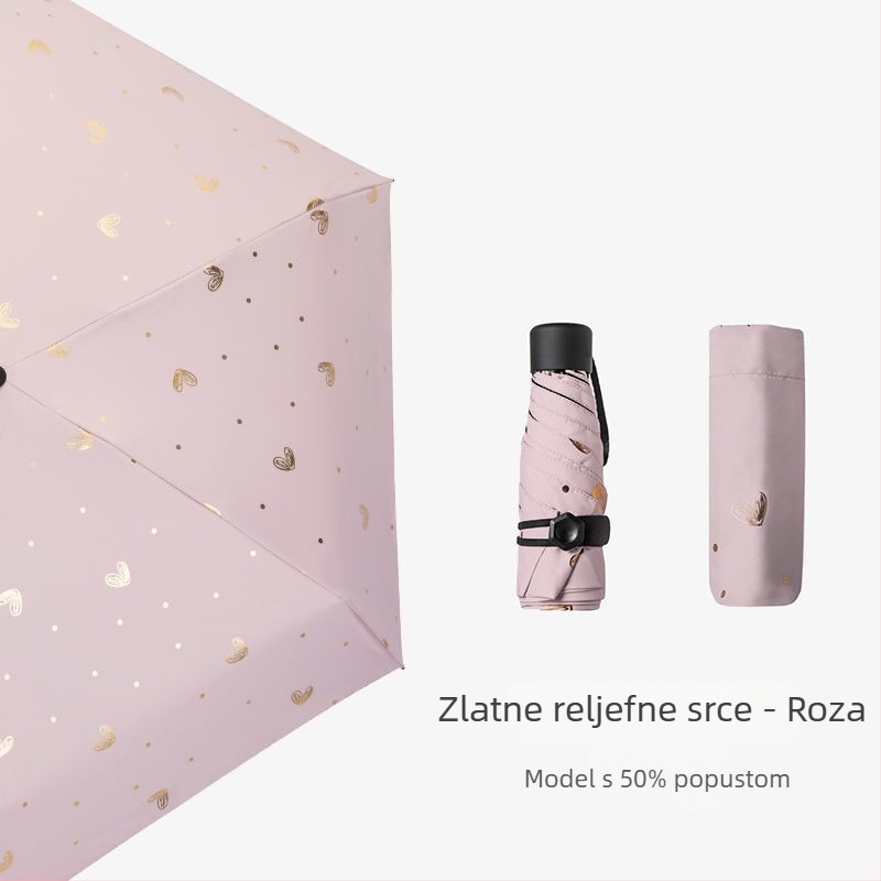 UV zaštitni kišobran kapsula, sklopiva, s 8 rebara, bakreni rebri, ručno otvaranje