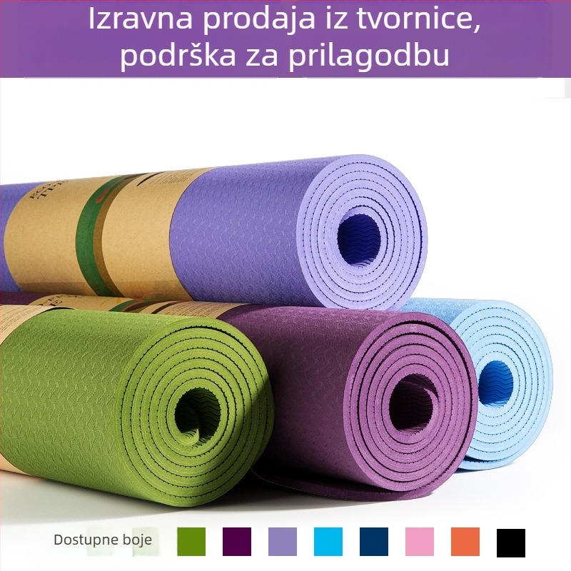 Joga prostirka, TPE materijal, 6 mm debljina, 900 g težine, linija poza, protuklizna
