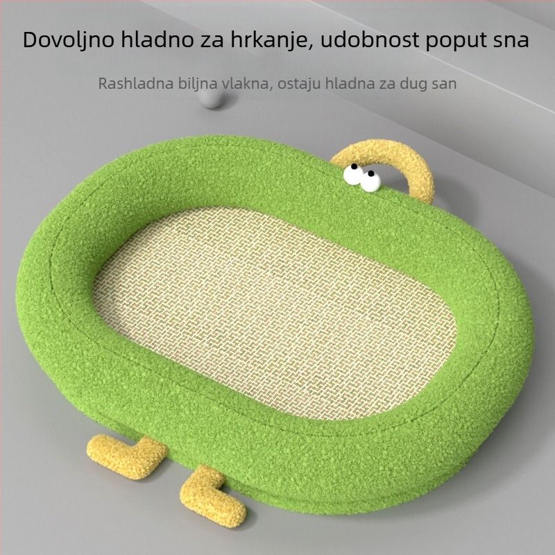 Ležaljka za mačke i pse za sva godišnja doba s pletenom rolatanom hlađenom podlogom