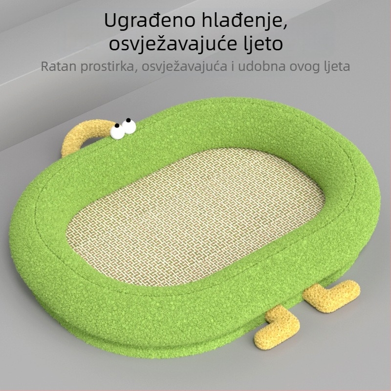 Ležaljka za mačke i pse za sva godišnja doba s pletenom rolatanom hlađenom podlogom