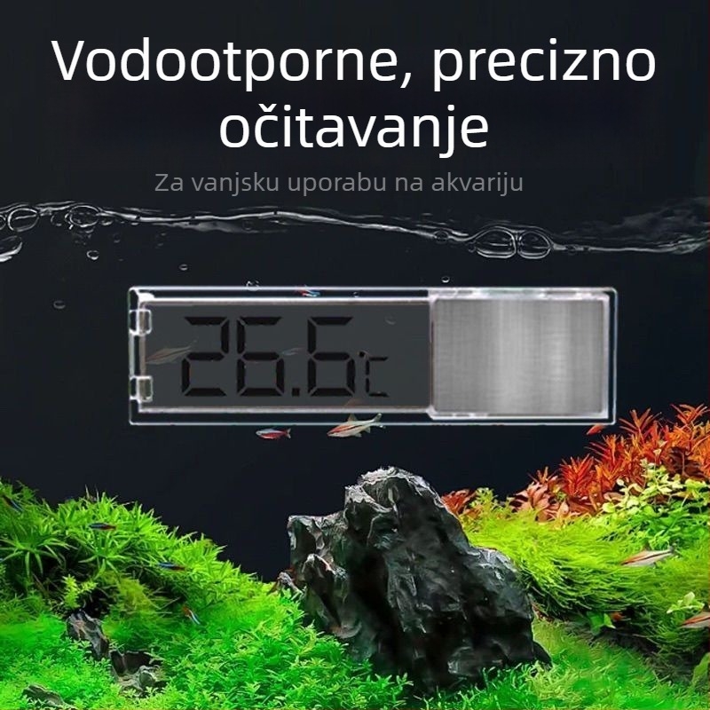 Termometar za vodu akvarija s LED LCD zaslonom, vanjski montažni, vodootporan