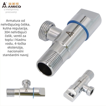 Amico trokutasti ventil - 1/2 inčni navoj, 304 nehrđajući čelik, model JF3001, 0,6 MPa, DN15s