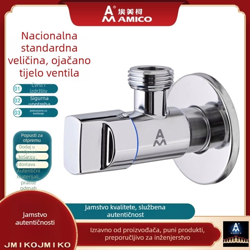 Amico trokutasti ventil - 1/2 inčni navoj, 304 nehrđajući čelik, model JF3001, 0,6 MPa, DN15s