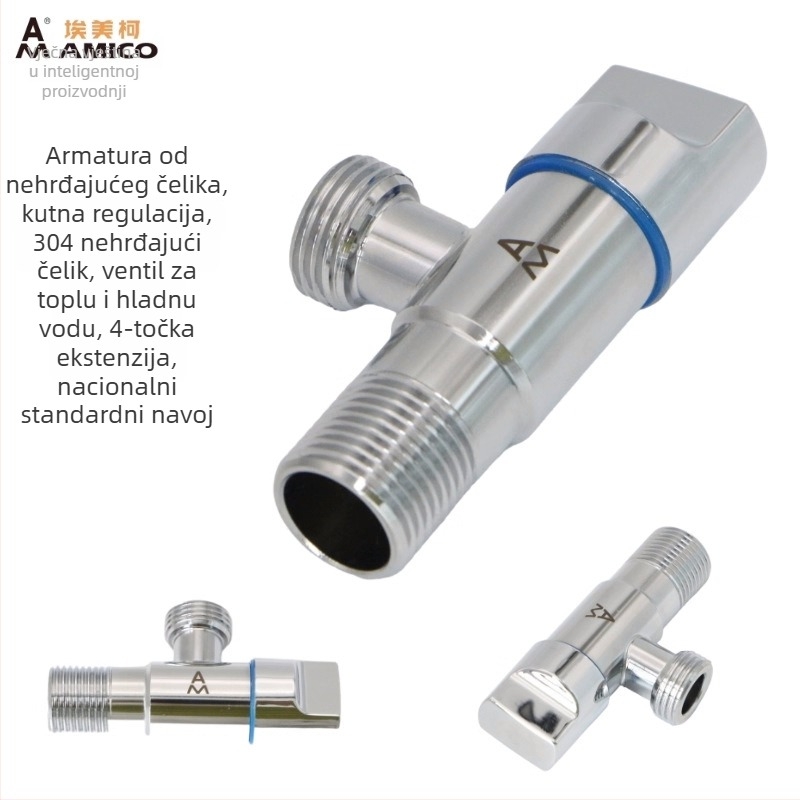 Amico trokutasti ventil - 1/2 inčni navoj, 304 nehrđajući čelik, model JF3001, 0,6 MPa, DN15s