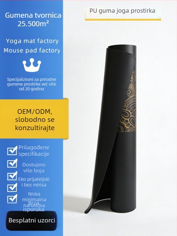 Joga prostirka od prirodnog kaučuka, protuklizna, 5 mm debljine, 3 kg, linije za poze