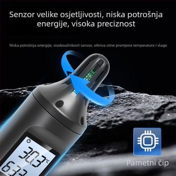 Sneco SK-33 ručni mjerač temperature i vlage – visoko precizan digitalni prikaz, industrijska razina, napajanje 9V baterijom, mjerenje okolne temperature