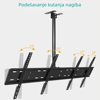 Univerzalni stropni nosač za dva televizora s dvostrukim ramenima (univerzalno; dva televizora; stropni nosač; dvostruka ramena)