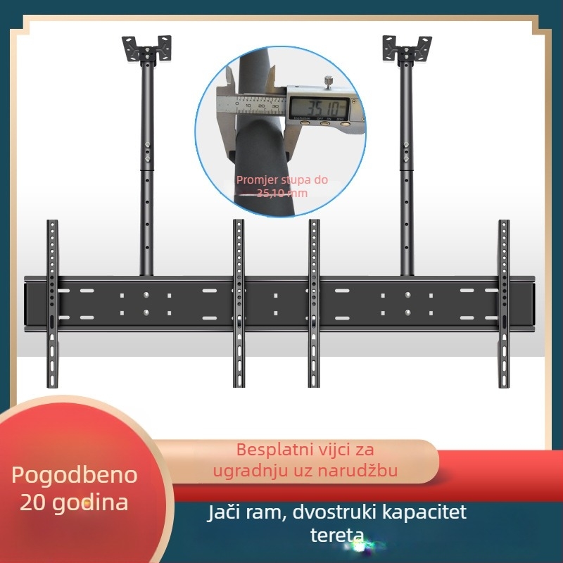 Univerzalni stropni nosač za dva televizora s dvostrukim ramenima (univerzalno; dva televizora; stropni nosač; dvostruka ramena)