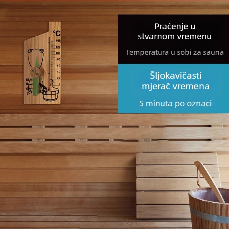 Kt/kaitai Termometar za saunu, stakleni termometar, otporan na visoke temperature, časovnik s pješčanim satom, model L30ck2887