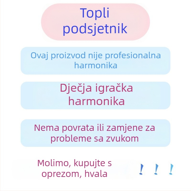 Metalna harmonika za djecu, kromatska, 24 rupa, dvostruki red, poklop od kromirano bakra