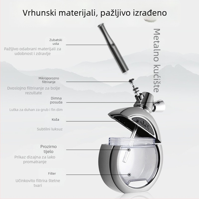 Zobo set nargila, konstrukcija od cinka, moderan minimalistički stil, pogodan kao poklon