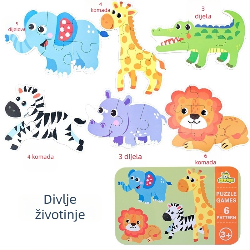 Duoqu Drveni 3D puzzle za djecu — početna razina spajanja, uzrast 4–6 godina
