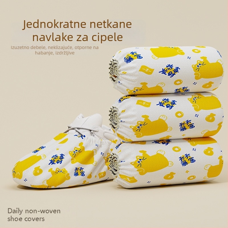 Jednokratne navlake za unutarnje cipele, deblje, otporne na habanje, od nepropusnog materijala, s printom sretne mačke, prašću zaštita i protuklizno, za kućnu i školsku računalnu sobu